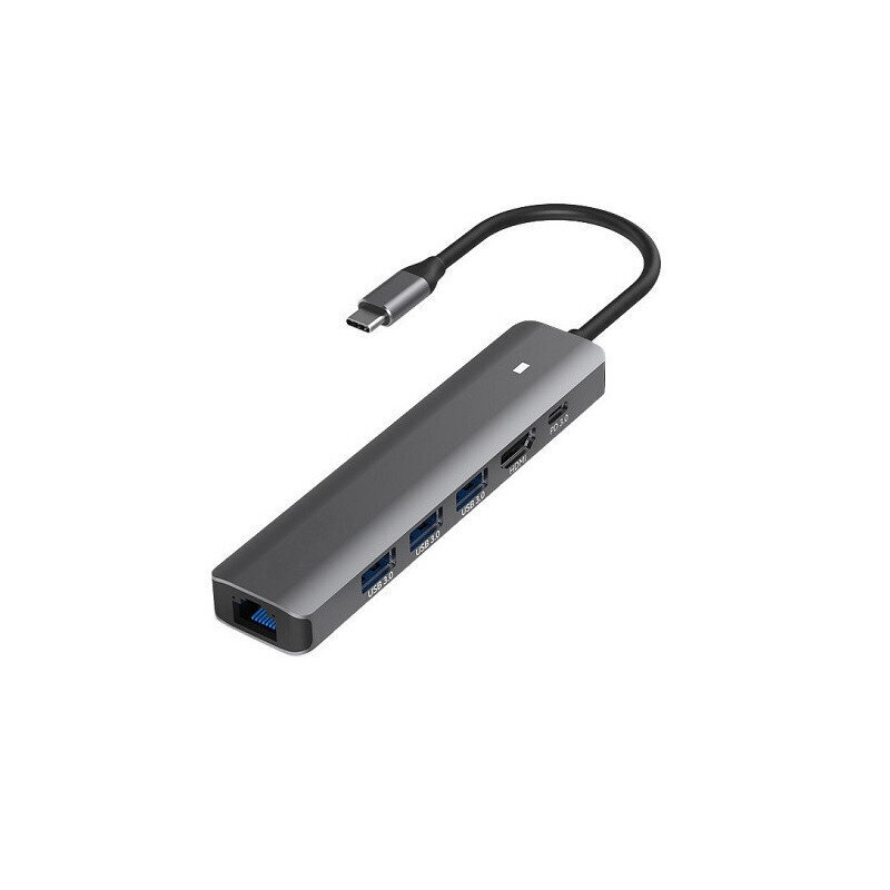 Adapteris USB Type-C — HDMI, LAN, 3x USB 3.0 Type-A, USB Type-C PD100W cena un informācija | Adapteri un USB centrmezgli | 220.lv