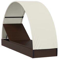 vidaXL sauļošanās gulta ar jumtu, 211x57x140 cm, PE rotangpalma цена и информация | Шезлонги | 220.lv
