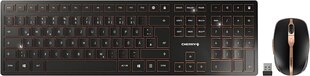 Cherry DW 9100 Slim, беспроводная клавиатура и набор мышей, немецкая макет, клавиатура Qwertz, аккумуляторные батареи, механика SX-ножницы, остановка к пуговице шепота, черная бронза цена и информация | Клавиатуры | 220.lv