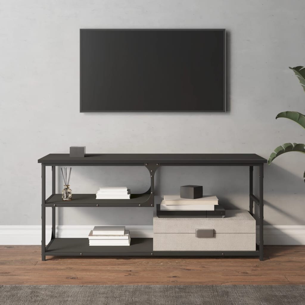 vidaXL TV galdiņš, 103x38x46,5 cm, inženierijas koks, tērauds, melns cena un informācija | TV galdiņi | 220.lv