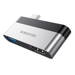 Pārveidotājs Borofone DH2 Type-C to HDMI + USB3.0 pelēks цена и информация | Адаптеры и USB разветвители | 220.lv