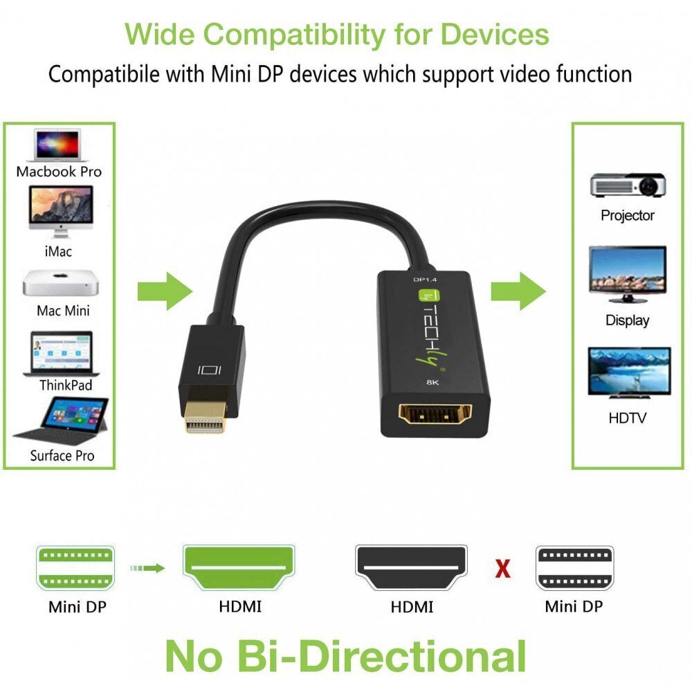 Adapteris Techly Mini DisplayPort 1.4 Thunderbolt HDMI 8K*30Hz cena un informācija | Adapteri un USB centrmezgli | 220.lv