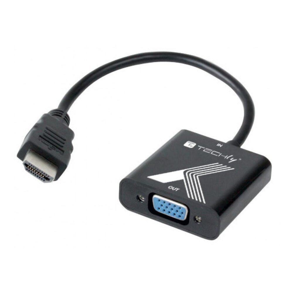 Adapteris Techly HDMI - VGA D-Sub 1920x1200 M/F cena un informācija | Adapteri un USB centrmezgli | 220.lv