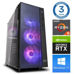 INTOP Ryzen 5 5600X 16GB 480SSD M.2 NVME RTX4060Ti 8GB WIN11 цена и информация | Стационарные компьютеры | 220.lv