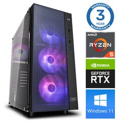 INTOP Ryzen 5 5600X 16GB 240SSD M.2 NVME RTX4060Ti 8GB WIN11 цена и информация | Стационарные компьютеры | 220.lv