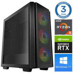 INTOP Ryzen 5 5600X 16GB 480SSD M.2 NVME+1TB RTX4060Ti 8GB WIN11 цена и информация | Стационарные компьютеры | 220.lv