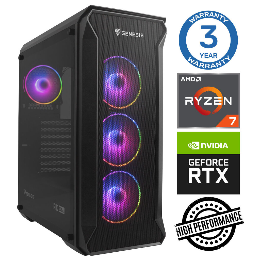 INTOP Ryzen 7 5700X 16GB 250SSD M.2 NVME RTX4060Ti 8GB no-OS cena un informācija | Stacionārie datori | 220.lv