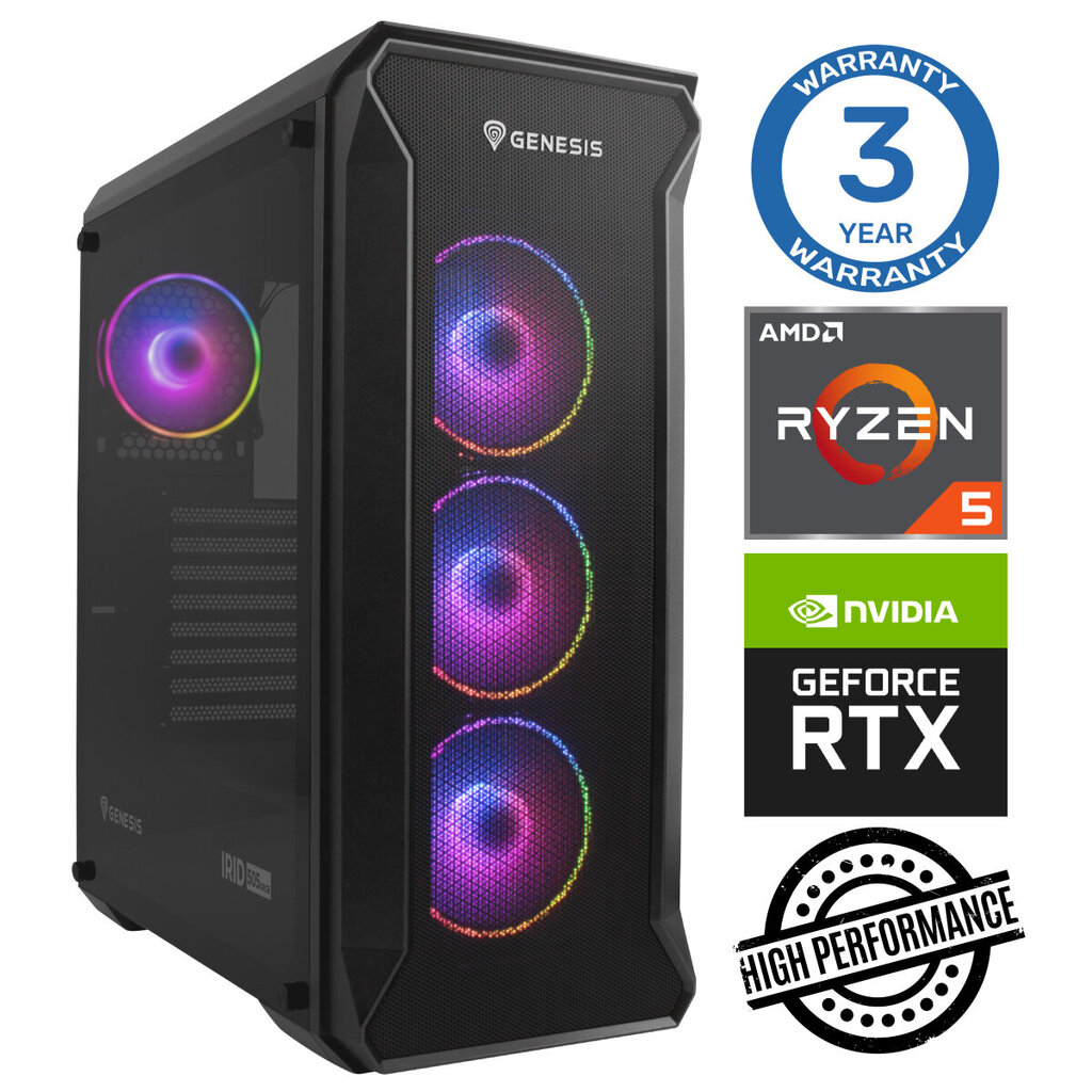 INTOP Ryzen 5 5600X 16GB 250SSD M.2 NVME+2TB RTX4060Ti 8GB no-OS cena un informācija | Stacionārie datori | 220.lv