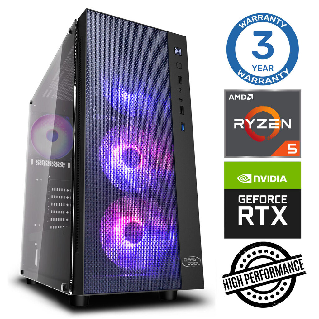 INTOP Ryzen 5 5600X 16GB 240SSD M.2 NVME+1TB RTX4060Ti 8GB no-OS цена и информация | Stacionārie datori | 220.lv