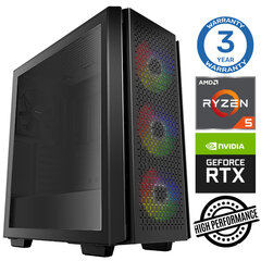 INTOP Ryzen 5 5600X 16GB 480SSD M.2 NVME RTX4060Ti 8GB no-OS cena un informācija | Stacionārie datori | 220.lv