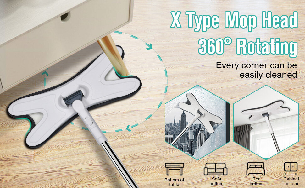 Kotilux daudzfunkcionāls tīrīšanas komplekts X-shape ar mikrošķiedras lupatiņām, 132 x 28 cm cena un informācija | Tīrīšanas piederumi | 220.lv