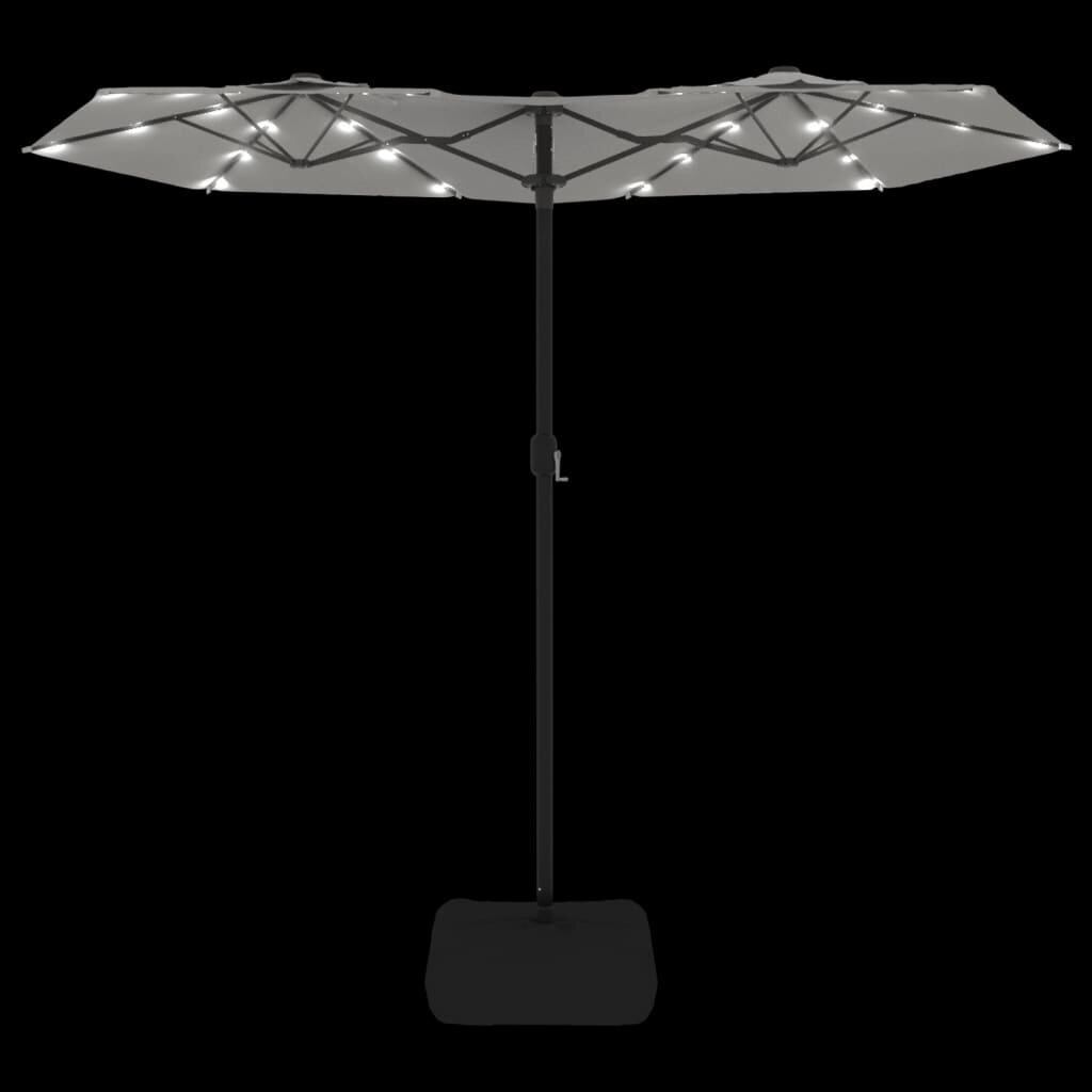 vidaXL saulessargs ar 2 jumtiņiem un LED, smilšu balts, 316x240 cm цена и информация | Saulessargi, markīzes un statīvi | 220.lv