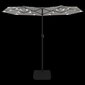 vidaXL saulessargs ar 2 jumtiņiem un LED, smilšu balts, 316x240 cm cena un informācija | Saulessargi, markīzes un statīvi | 220.lv