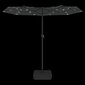 vidaXL saulessargs ar 2 jumtiņiem un LED, 316x240 cm, antracītpelēks cena un informācija | Saulessargi, markīzes un statīvi | 220.lv