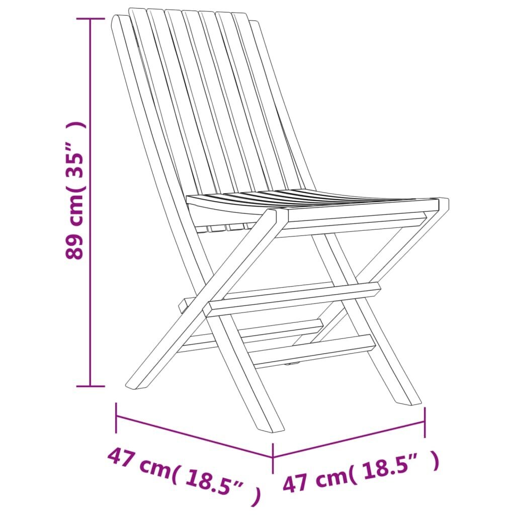 vidaXL saliekami dārza krēsli, 8 gab., 47x47x89 cm, masīvs tīkkoks цена и информация | Dārza krēsli | 220.lv
