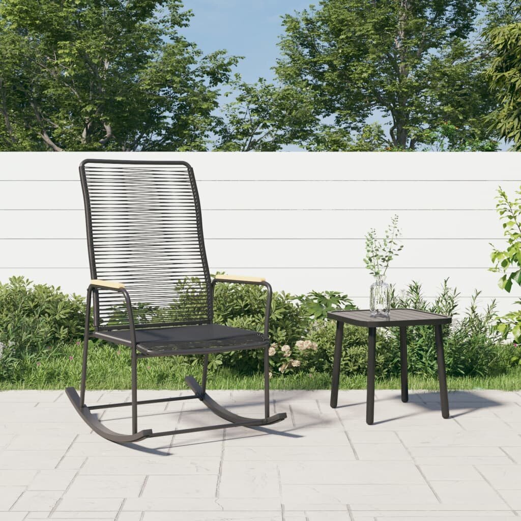 vidaXL dārza šūpuļkrēsls, PVC rotangpalma, 59x79,5x104 cm, melns cena un informācija | Dārza krēsli | 220.lv