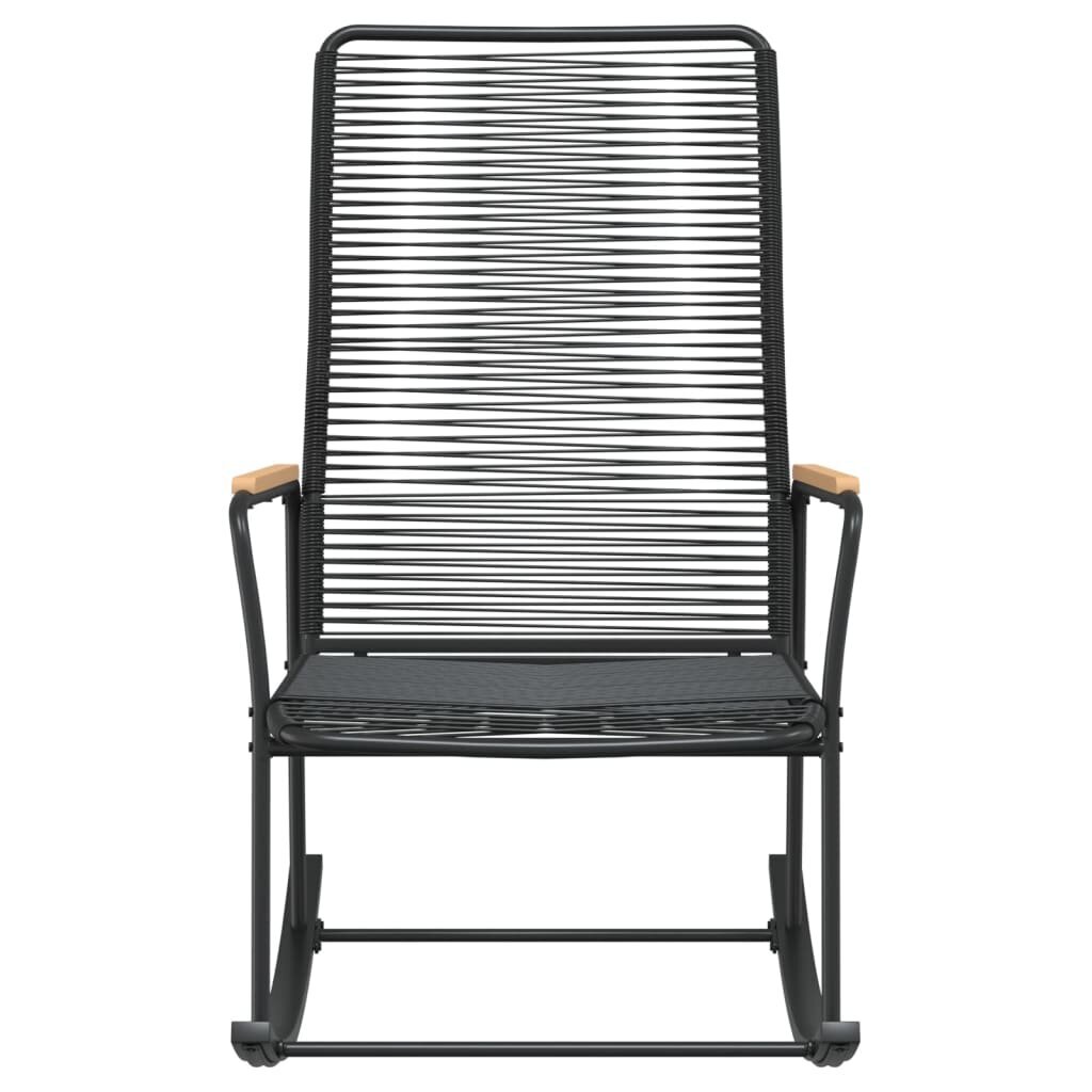 vidaXL dārza šūpuļkrēsls, PVC rotangpalma, 59x79,5x104 cm, melns cena un informācija | Dārza krēsli | 220.lv