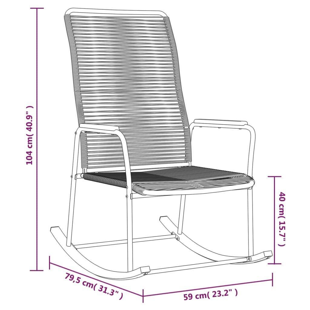 vidaXL dārza šūpuļkrēsls, PVC rotangpalma, 59x79,5x104 cm, melns cena un informācija | Dārza krēsli | 220.lv