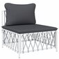 vidaXL vidējais dīvāns ar matračiem, austs audums, balts cena un informācija | Dārza krēsli | 220.lv