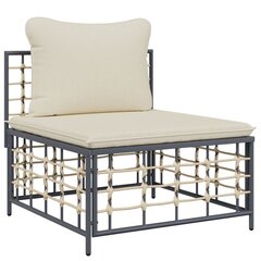 vidaXL vidējais dārza dīvāns, spilveni, bēša PE rotangpalma цена и информация | скамейка со столиком | 220.lv