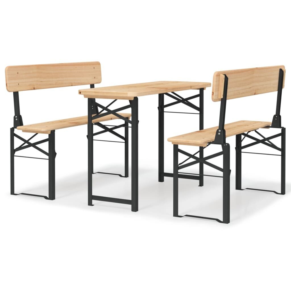 vidaXL 3-daļīgs galda un krēslu komplekts, egles masīvkoks cena un informācija | Dārza mēbeļu komplekti | 220.lv
