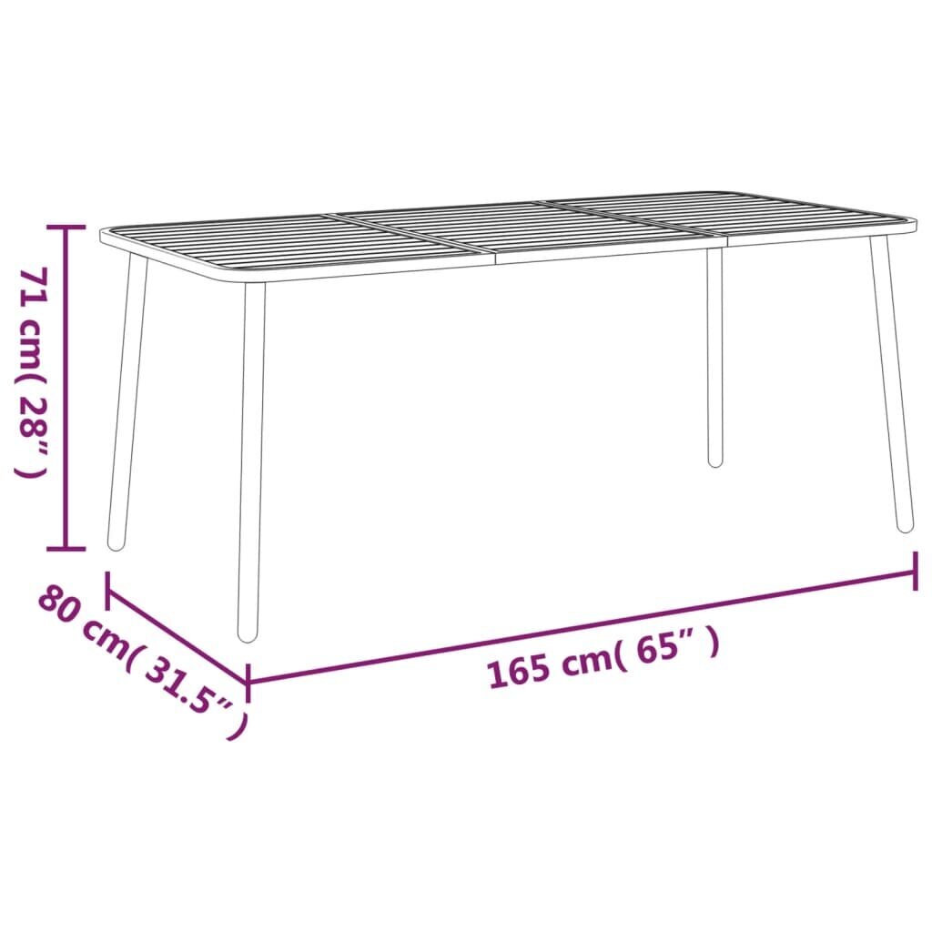 vidaXL dārza galds, antracītpelēks, 165x80x71 cm, tērauds cena un informācija | Dārza galdi | 220.lv