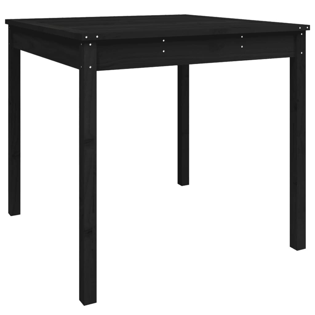 vidaXL dārza galds, melns, 82,5x82,5x76 cm, priedes masīvkoks цена и информация | Dārza galdi | 220.lv