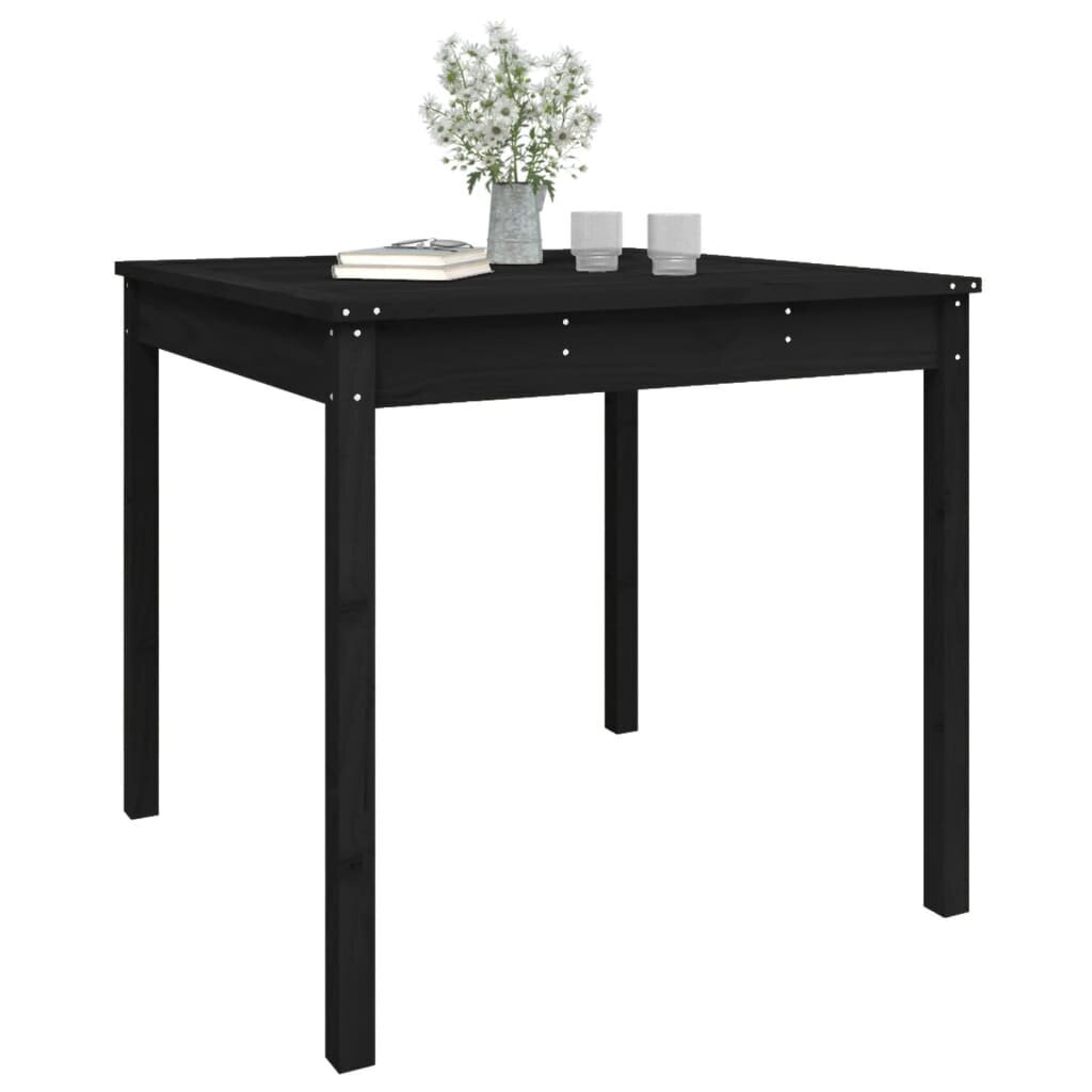 vidaXL dārza galds, melns, 82,5x82,5x76 cm, priedes masīvkoks cena un informācija | Dārza galdi | 220.lv