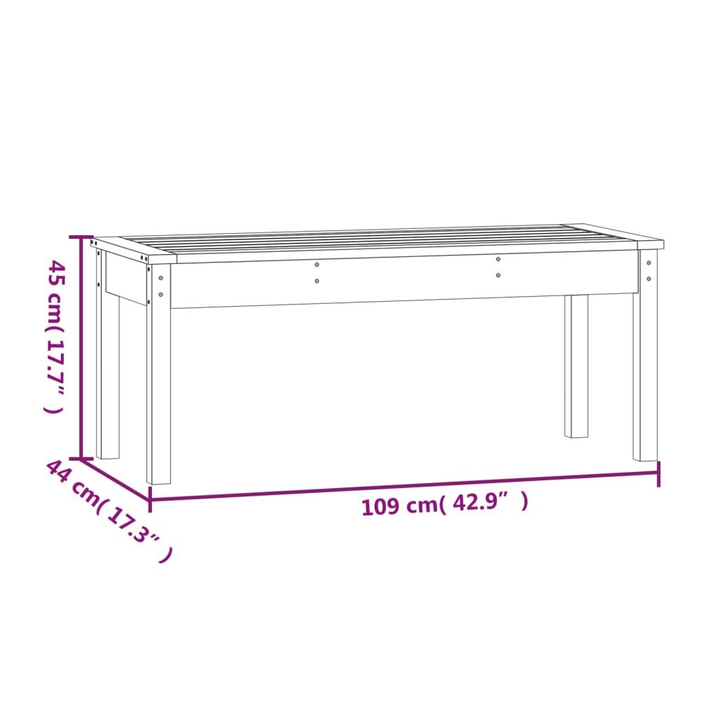 vidaXL dārza sols, pelēks, 109x44x45 cm, priedes masīvkoks cena un informācija | Dārza soli | 220.lv