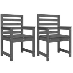 vidaXL dārza krēsli, 2 gab., pelēki, 60x48x91 cm, priedes masīvkoks cena un informācija | Dārza krēsli | 220.lv