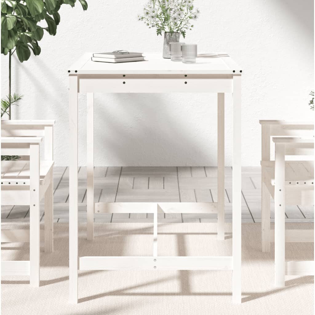 vidaXL dārza galds, 121x82,5x110 cm, priedes masīvkoks, balts cena un informācija | Dārza galdi | 220.lv