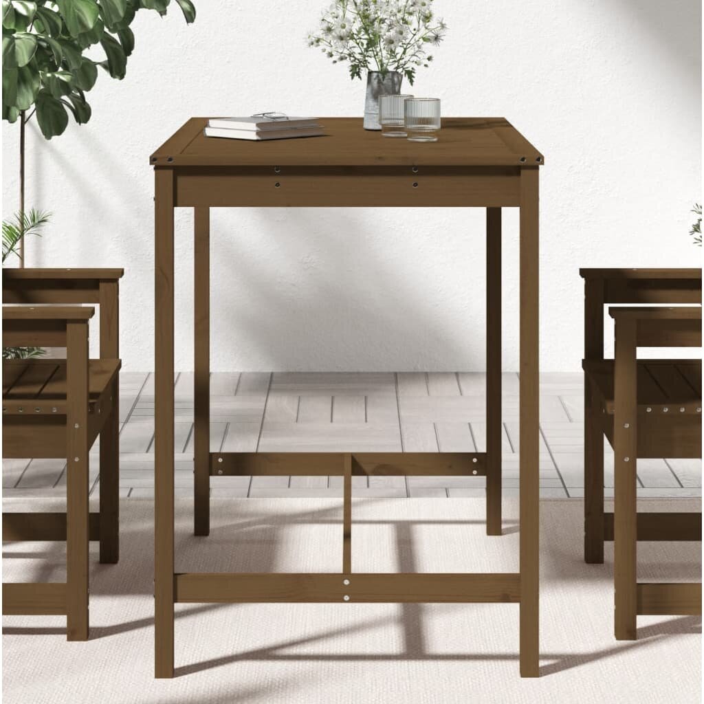 vidaXL dārza galds, medus brūns, 121x82,5x110 cm, priedes masīvkoks cena un informācija | Dārza galdi | 220.lv