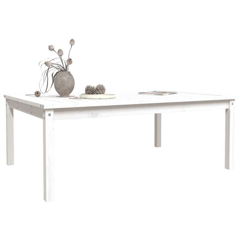 vidaXL dārza galds, balts, 121x82,5x45 cm, priedes masīvkoks cena un informācija | Dārza galdi | 220.lv