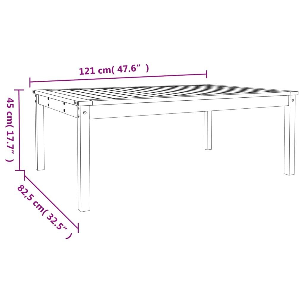 vidaXL dārza galds, balts, 121x82,5x45 cm, priedes masīvkoks cena un informācija | Dārza galdi | 220.lv