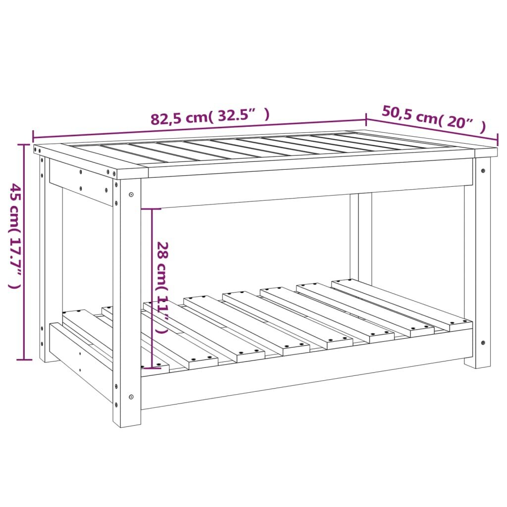 vidaXL dārza galds, 82,5x50,5x45 cm, priedes masīvkoks, medus brūns cena un informācija | Dārza galdi | 220.lv