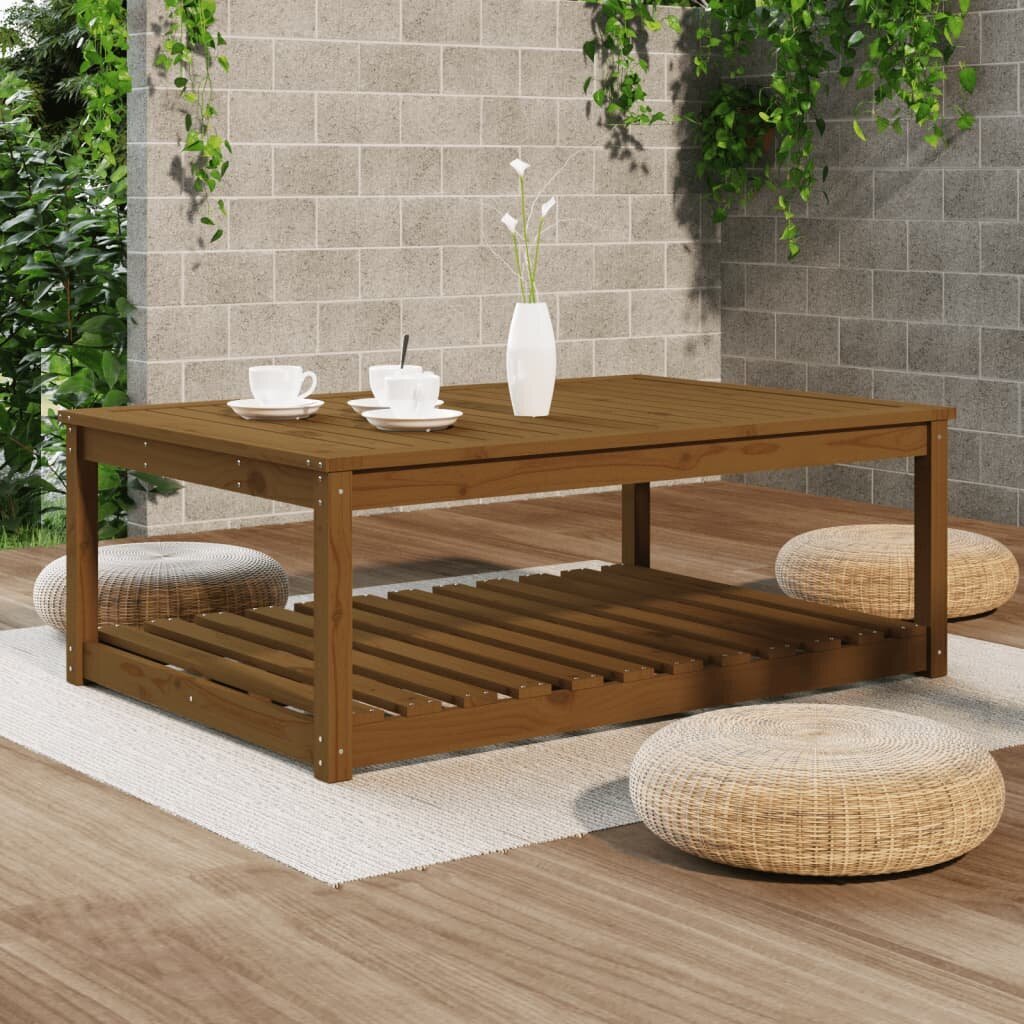 vidaXL dārza galds, medus brūns, 121x82,5x45 cm, priedes masīvkoks cena un informācija | Dārza galdi | 220.lv