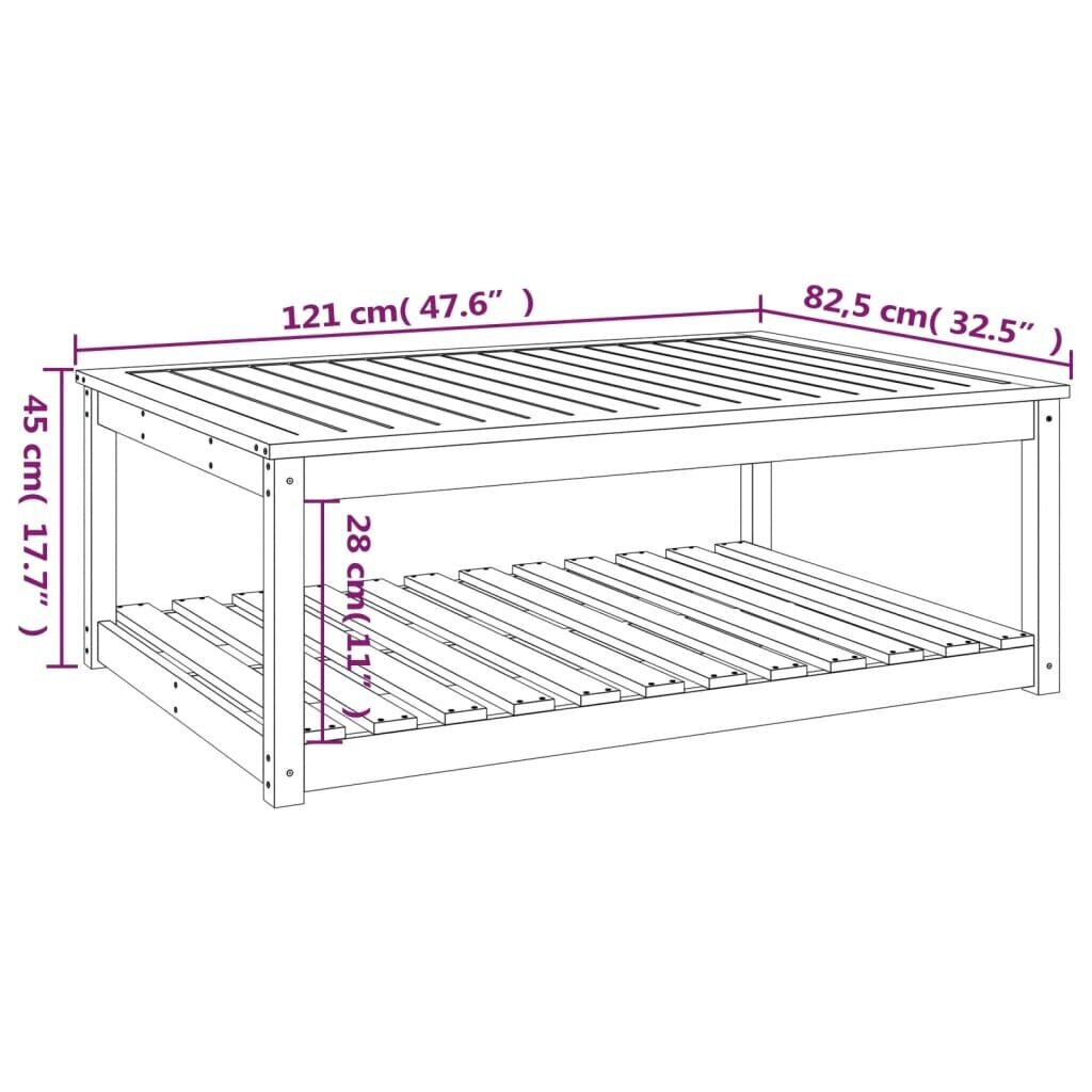 vidaXL dārza galds, melns, 121x82,5x45 cm, priedes masīvkoks cena un informācija | Dārza galdi | 220.lv