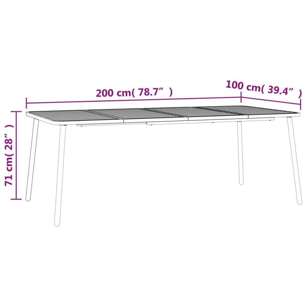 vidaXL dārza galds, antracītpelēks, 200x100x71 cm, tērauds cena un informācija | Dārza galdi | 220.lv