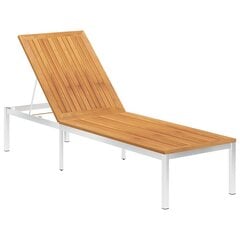 vidaXL sauļošanās zvilnis ar matraci, akācija, nerūsējošs tērauds cena un informācija | Sauļošanās krēsli | 220.lv