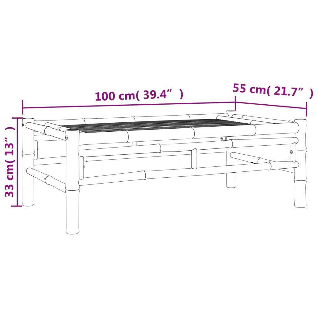 vidaXL dārza kafijas galdiņš, 100x55x33 cm, bambuss цена и информация | Dārza krēsli | 220.lv