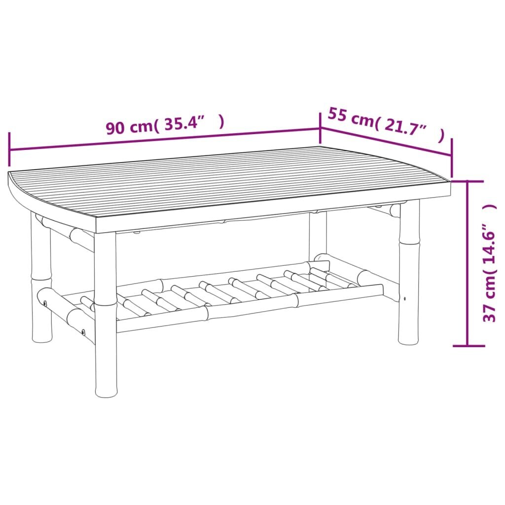 vidaXL dārza kafijas galdiņš, 90x55x37 cm, bambuss цена и информация | Dārza krēsli | 220.lv