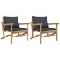 vidaXL dārza krēsli ar tumši pelēkiem matračiem, 2 gab., bambuss цена и информация | Dārza krēsli | 220.lv