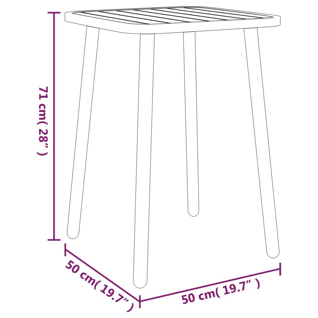 vidaXL dārza galds, antracītpelēks, 50x50x71 cm, tērauds cena un informācija | Dārza galdi | 220.lv