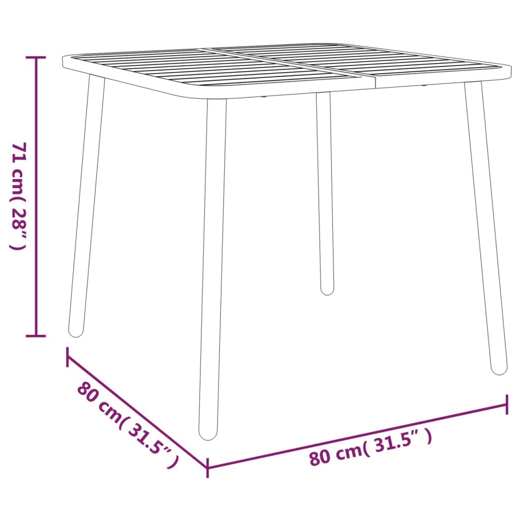 vidaXL dārza galds, antracītpelēks, 80x80x71 cm, tērauds cena un informācija | Dārza galdi | 220.lv