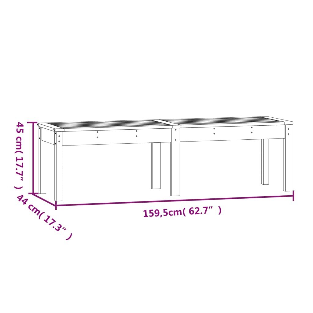 vidaXL divvietīgs dārza sols, 159,5x44x45 cm, priedes masīvkoks, balts цена и информация | Dārza soli | 220.lv