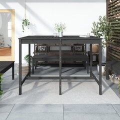 vidaXL dārza galds, pelēks, 159,5x82,5x110 cm, priedes masīvkoks cena un informācija | Dārza galdi | 220.lv