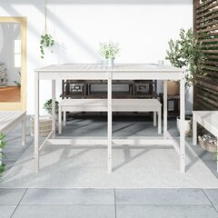 vidaXL dārza galds, balts, 159,5x82,5x110 cm, priedes masīvkoks цена и информация | Столы для сада | 220.lv