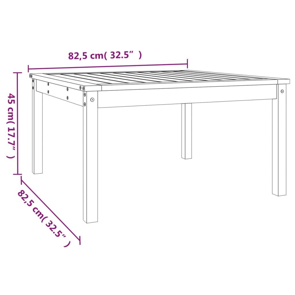 vidaXL dārza galds, 82,5x82,5x45 cm, priedes masīvkoks cena un informācija | Dārza galdi | 220.lv