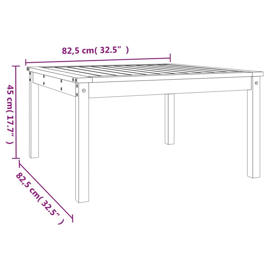 vidaXL dārza galds, pelēks, 82,5x82,5x45 cm, priedes masīvkoks cena un informācija | Dārza galdi | 220.lv