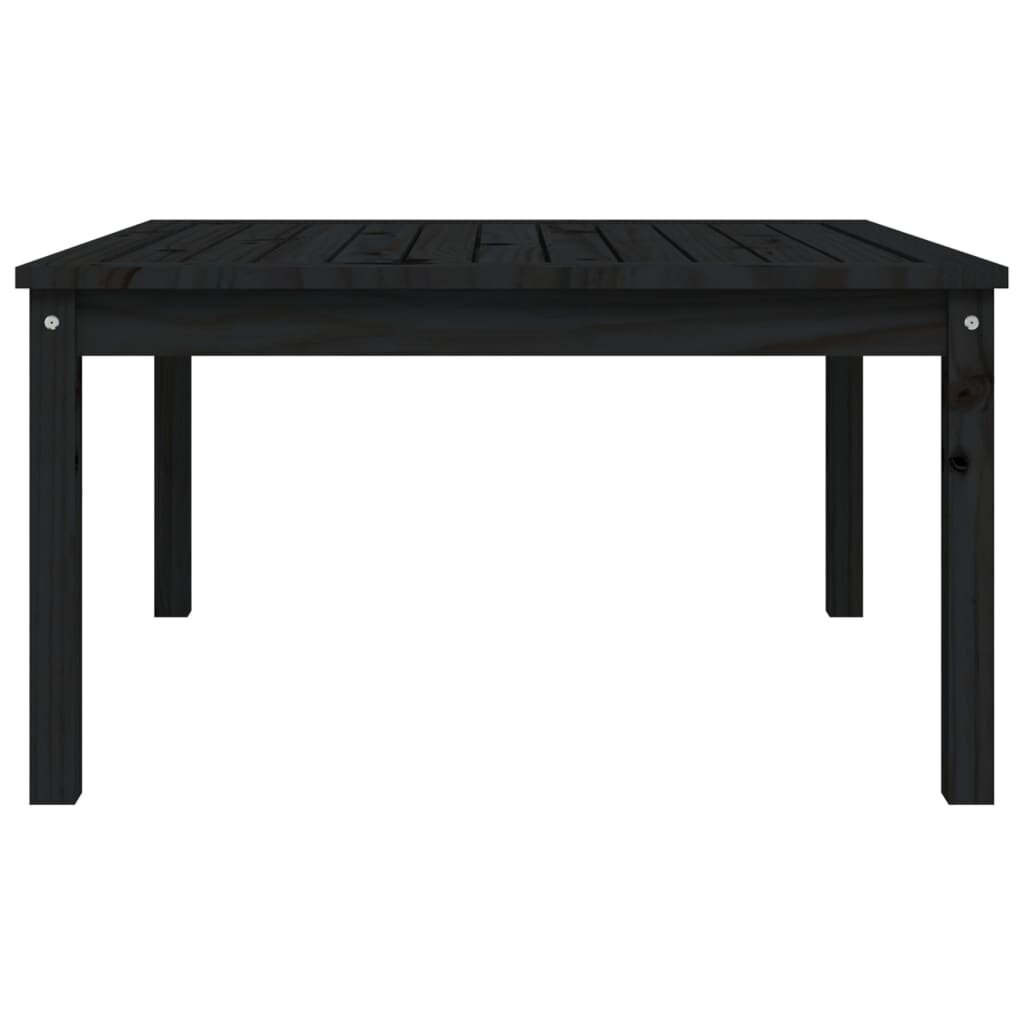 vidaXL dārza galds, 82,5x82,5x45 cm, priedes masīvkoks, melns cena un informācija | Dārza galdi | 220.lv